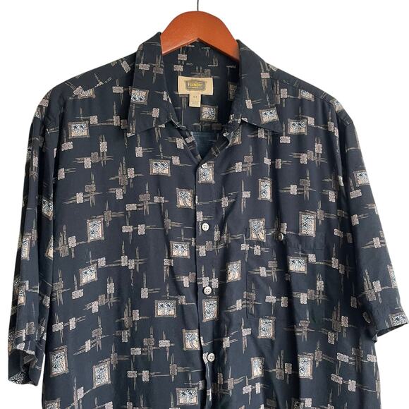 Foundry Mens Shirt XLT Palm Tree All Over Print Rayon Button Up Travel Office - Picture 4 of 10